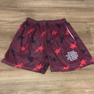 Eric Emanuel Bape Burgundy and Black Star Athletic Shorts